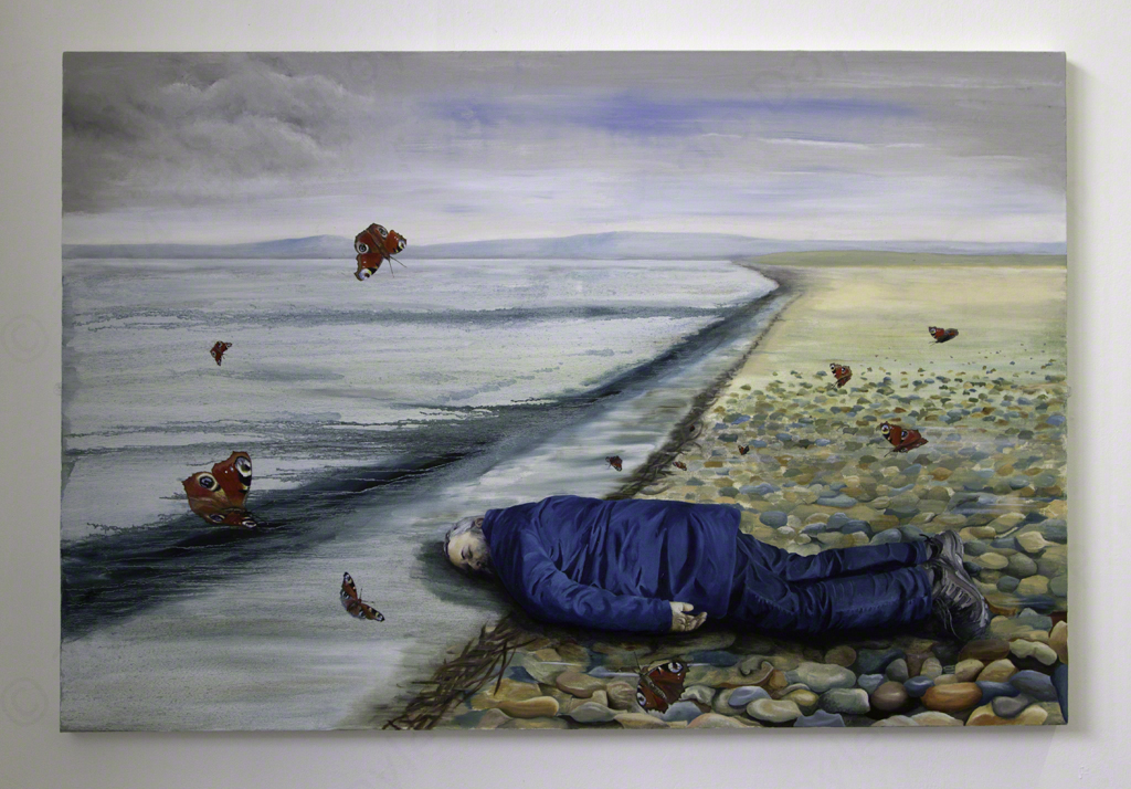 Paolo Doyle - The artist, pretending to be Ai WeiWei, about to be attacked by butterflies.